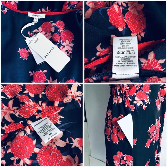 PLEIONE NWT Navy Blue & Pink Floral Open-Front Kimono Size Small/Petite NWT - Picture 7 of 9